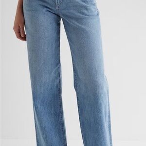 Express High Waisted Medium Wash Wide Leg Jeans